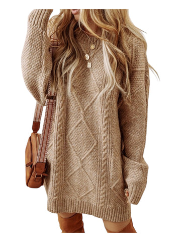 Cable Knit Drop Shoulder Sweater Dress