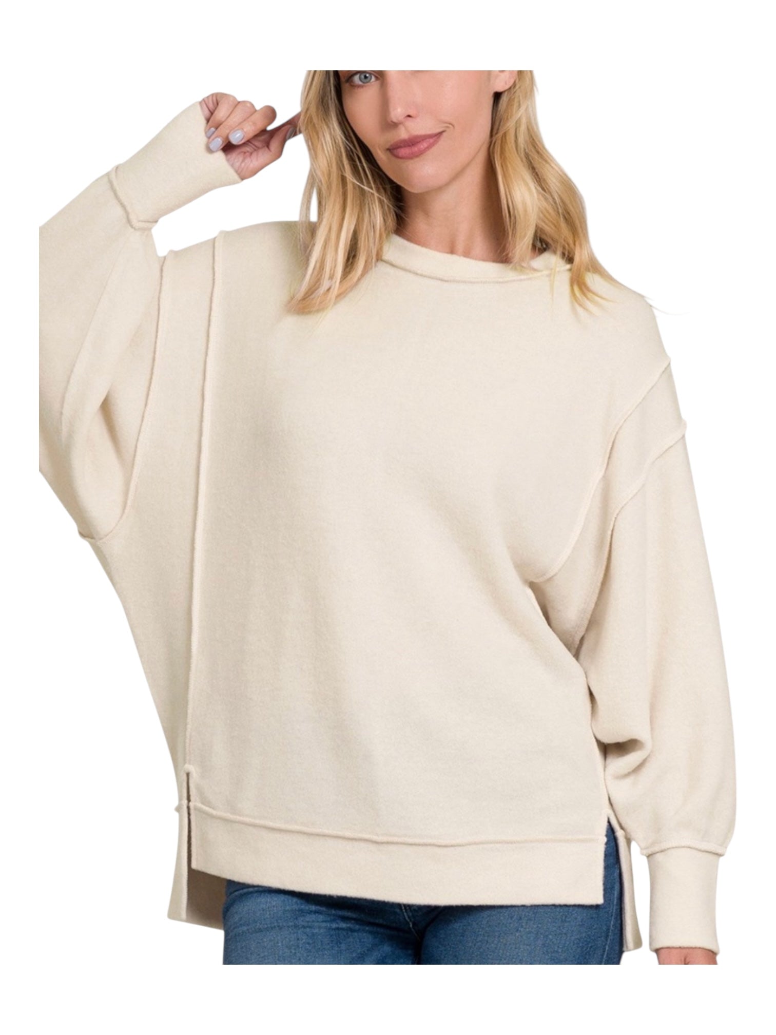 Brushed Melange Hacci Oversized  sweater