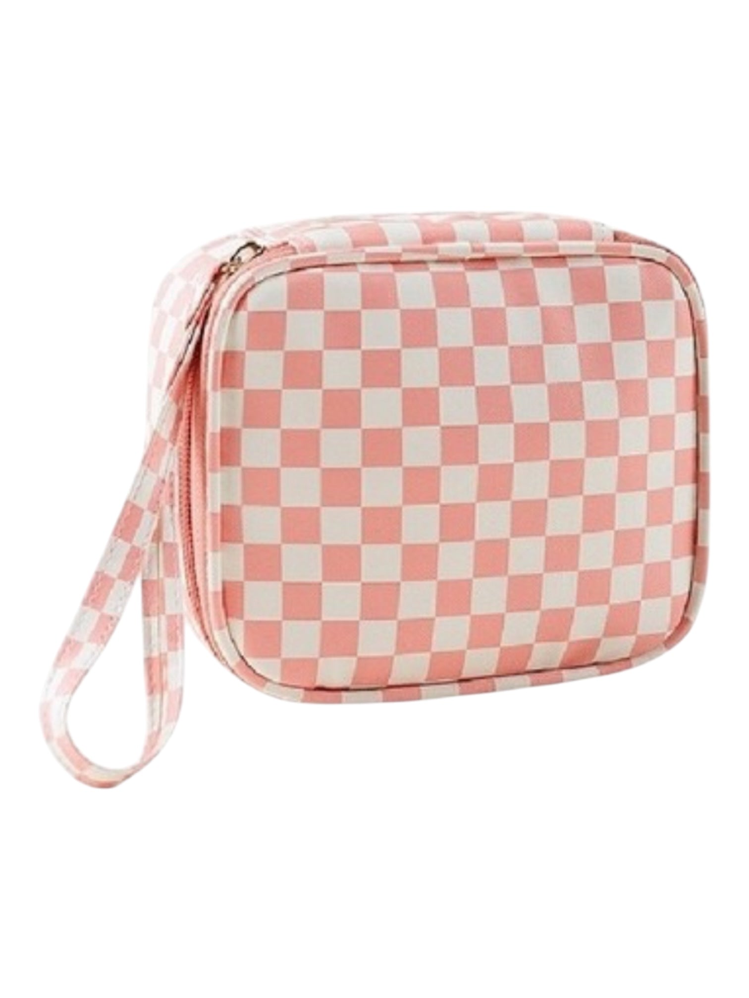 Pink check Makeup bag