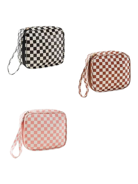 Black  check Makeup bag