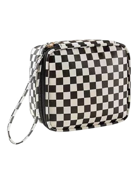 Black  check Makeup bag