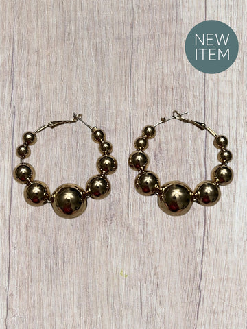 Large gold  ball hoop earrings