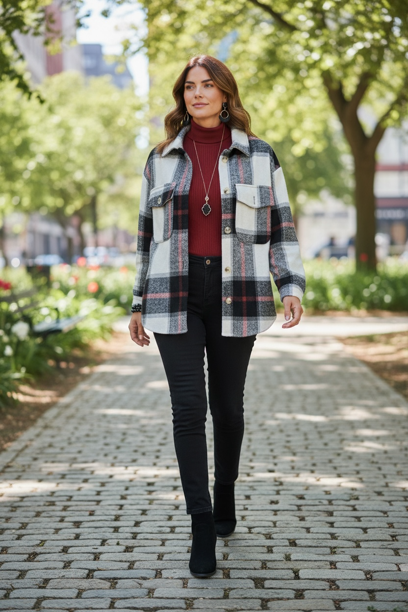 Multi Color  Plaid Shacket