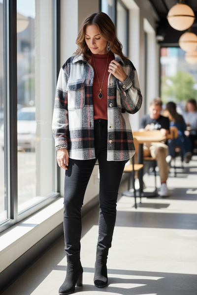 Multi Color  Plaid Shacket