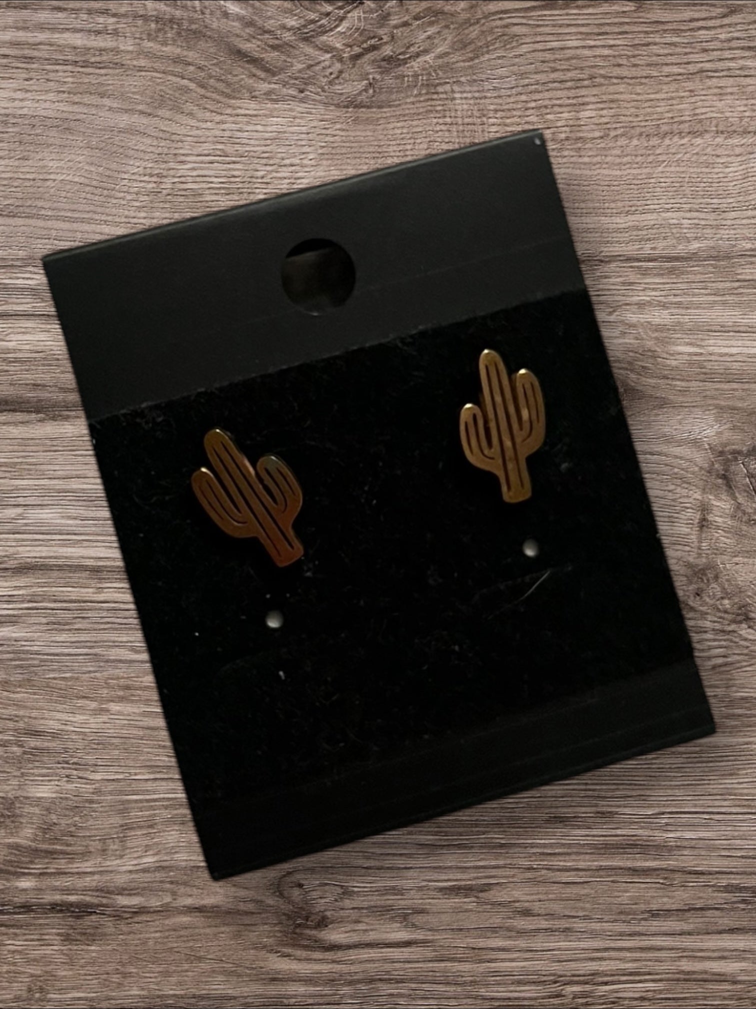 Gold tone cactus earrings