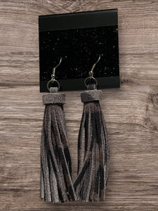 Leopard leather tassel earrings