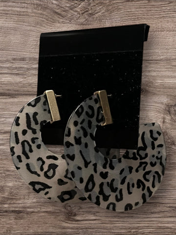 Leopard disc earrings