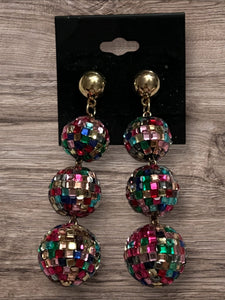 Multi color disco ball earrings