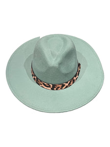 Teal Felt wide brim Hat