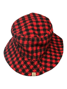 Red and Black plaid bucket Hat