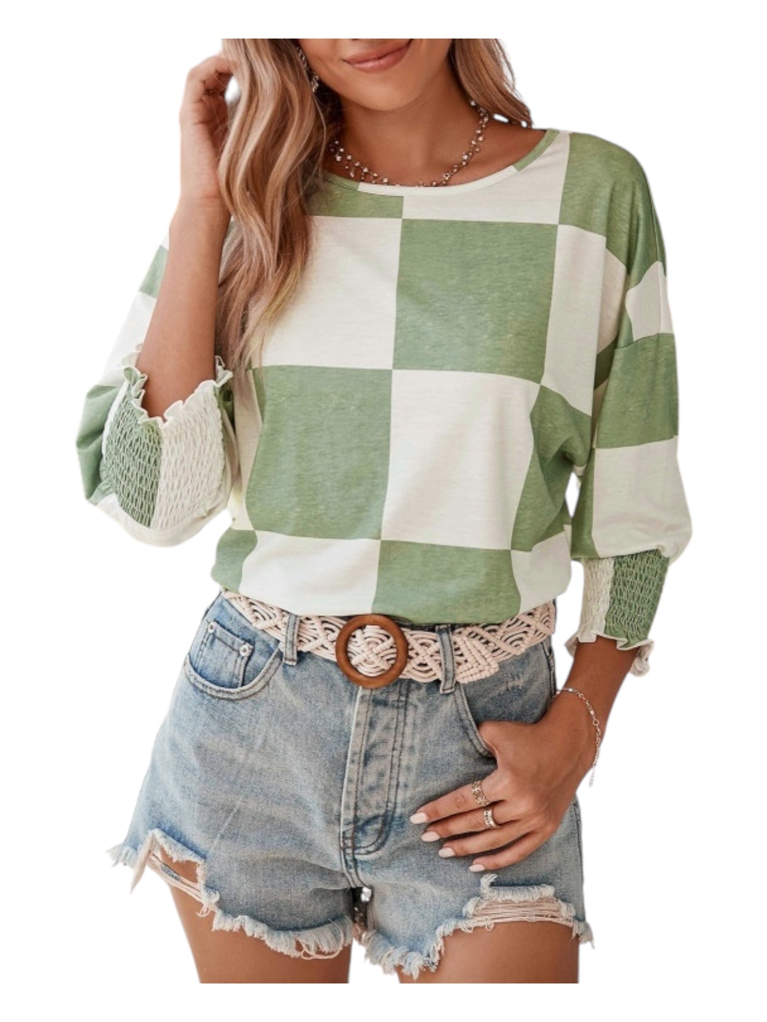 Checkered pullover top