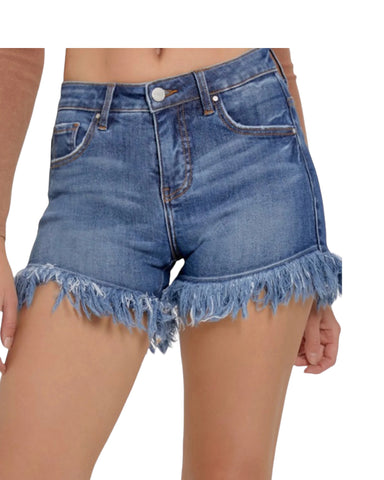 Low rise frayed shorts