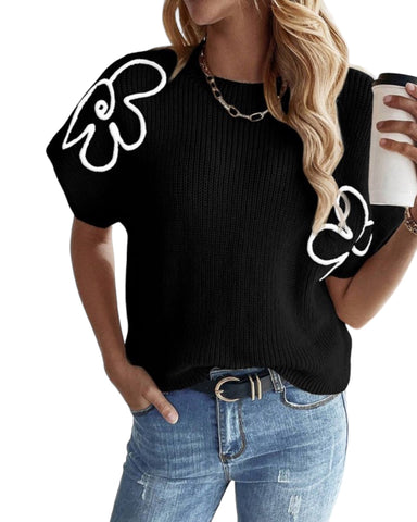 FLORAL EMBROIDERED SWEATER TOP