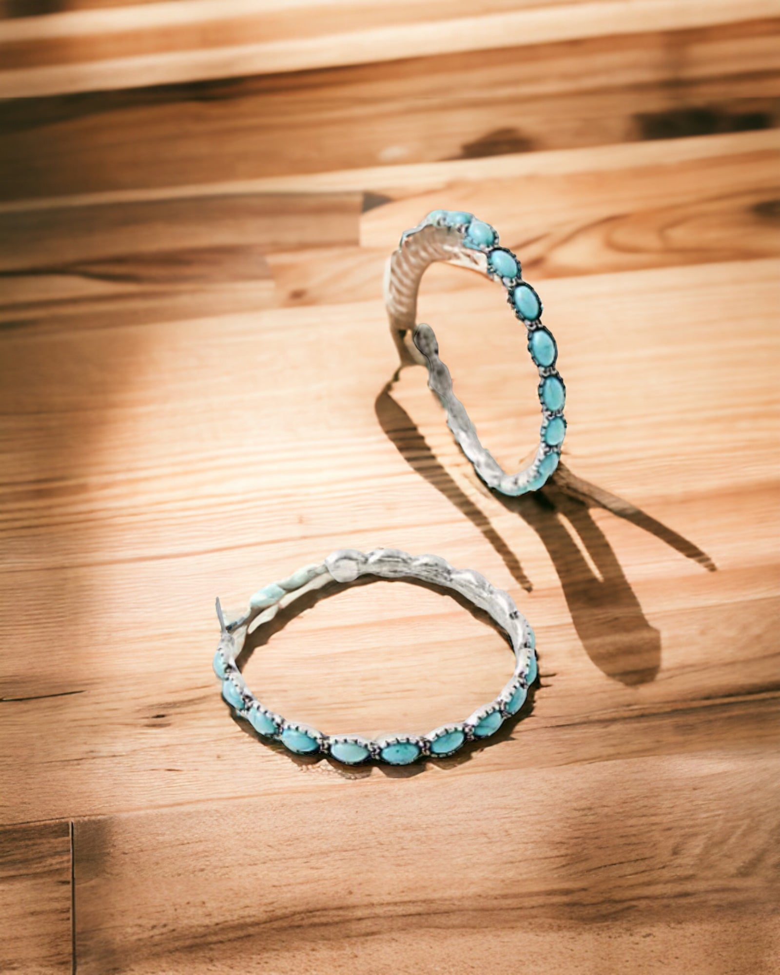 Western turquoise hoop earrings