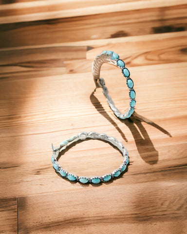 Western turquoise hoop earrings