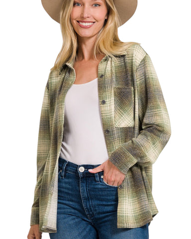 Jacquard plaid  Shacket with pocket