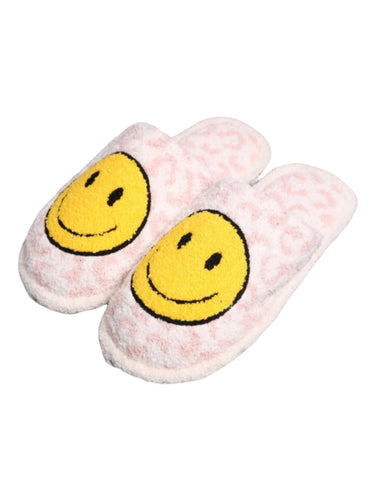 Leopard print smiley face  slippers