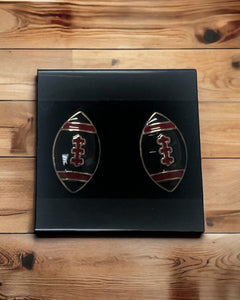 Black and Red football earrings