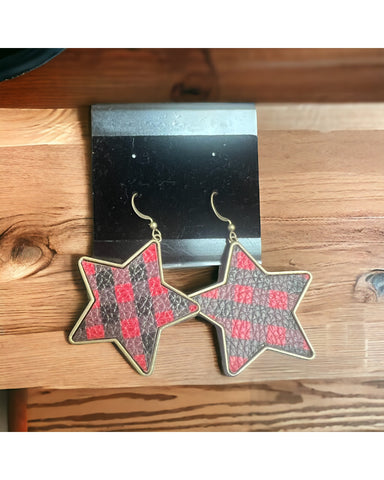 Buffalo check star earrings