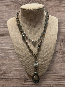 Antique Link Chain w/ blue beads and pendant