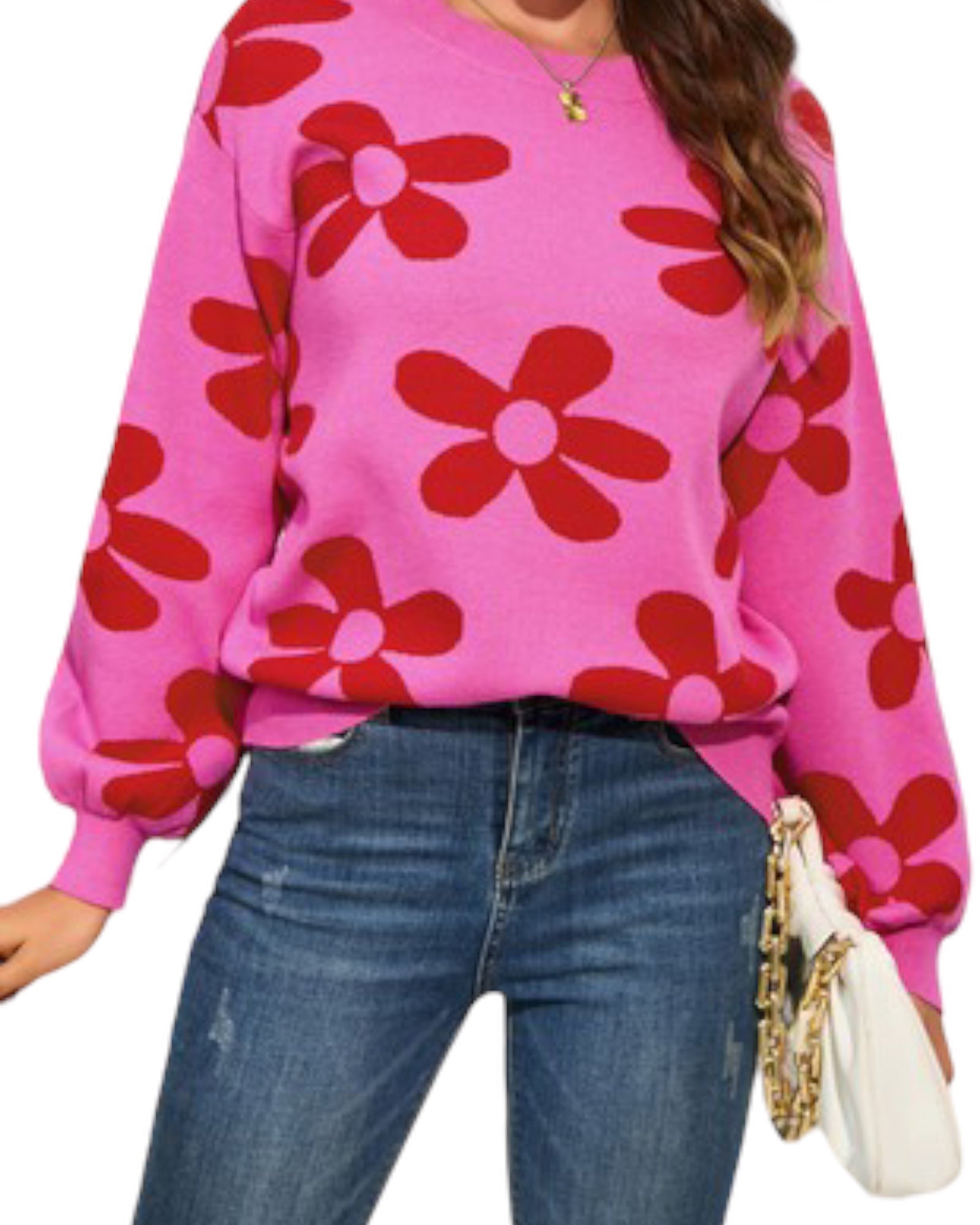 Pink flower power sweater