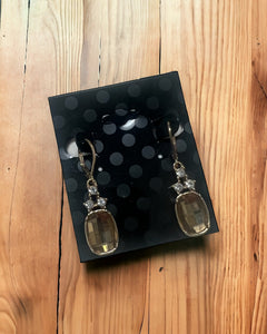 Yellow stone / clear stone earrings