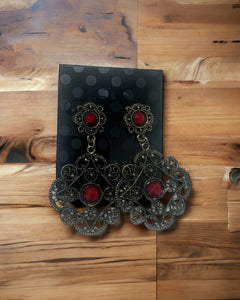 Antique earrings w/red stone