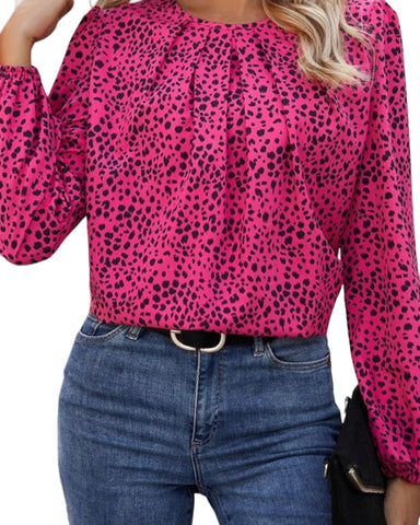 Ruffle  printed  pleated blouse