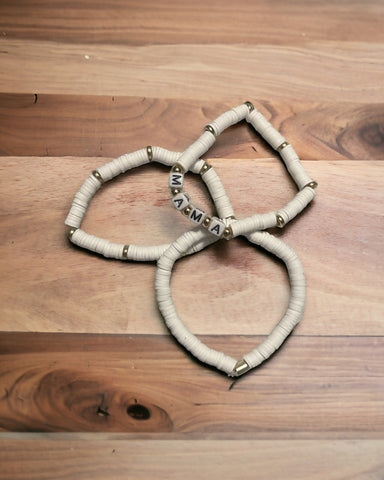 White mama bracelet set 3pcs