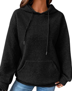 Lattice textured kangaroo pocket sweatshirt