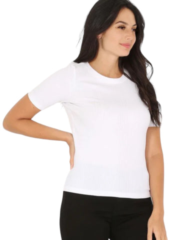 Variegated Rib Short Sleeve Top