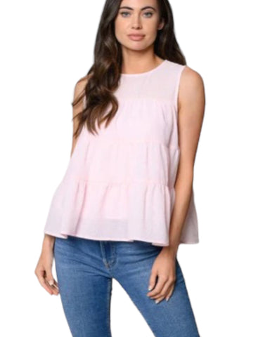Tiered sleeveless swing top w/ lining
