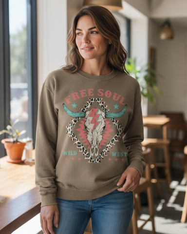 Free soul wild west mineral brown sweatshirt