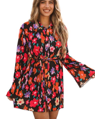 Floral print multi color dress