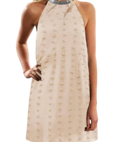 Ivory halter neck with bling da bling short dress