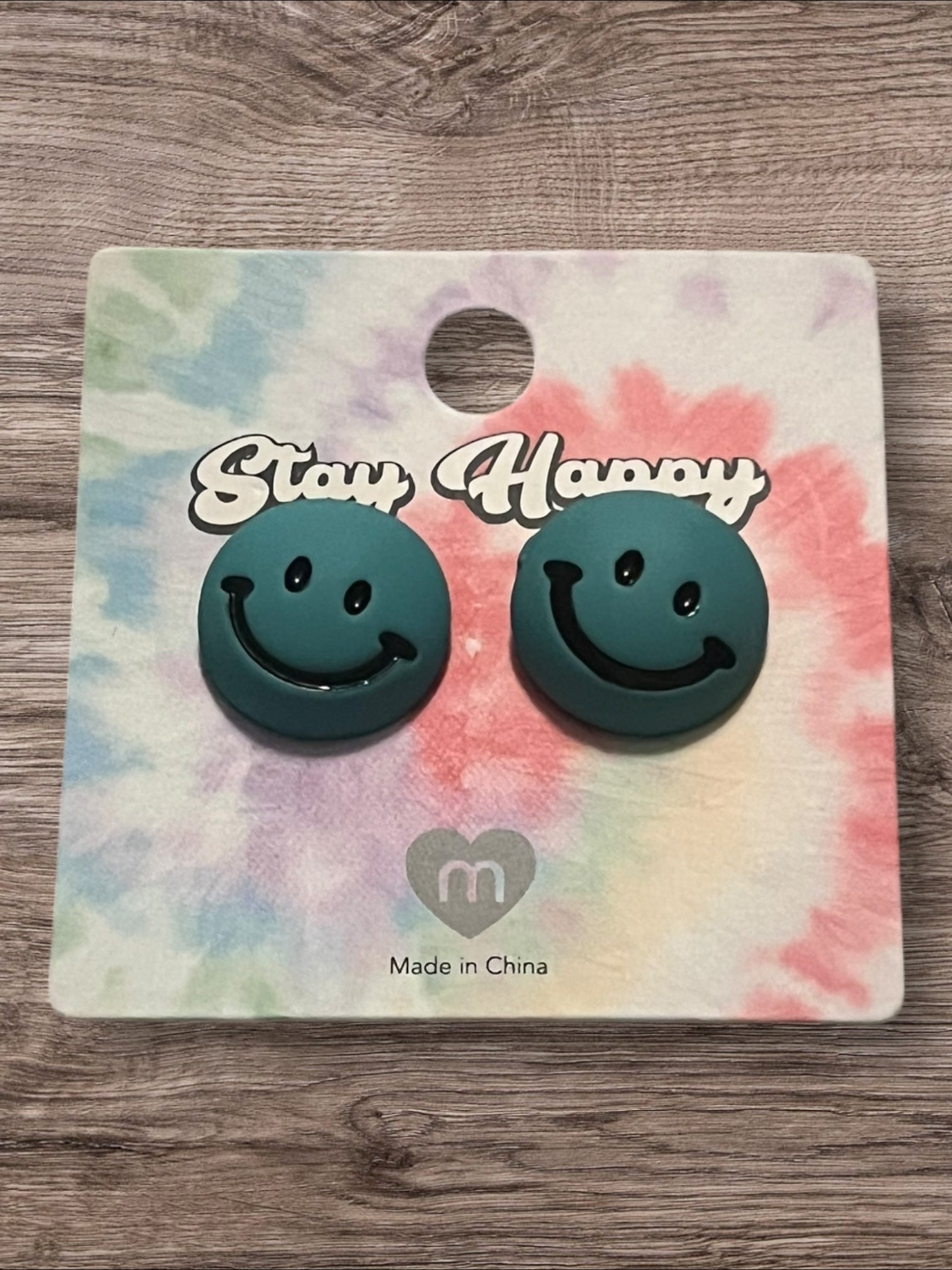 Smiley face stud earrings