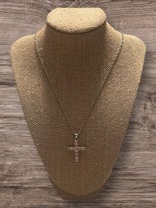 Pink cross necklace silver chain