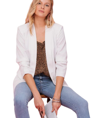 Open front Blazer w/ Ruched Sleeves