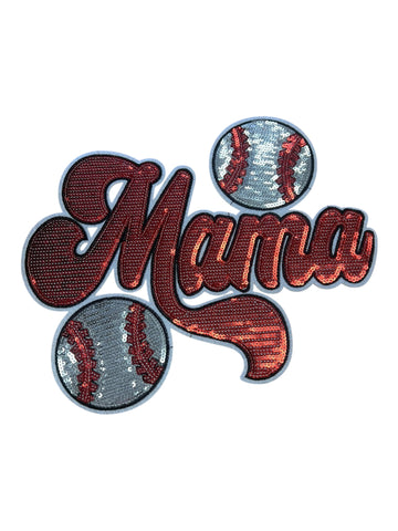 Mama Baseball Iron on patch