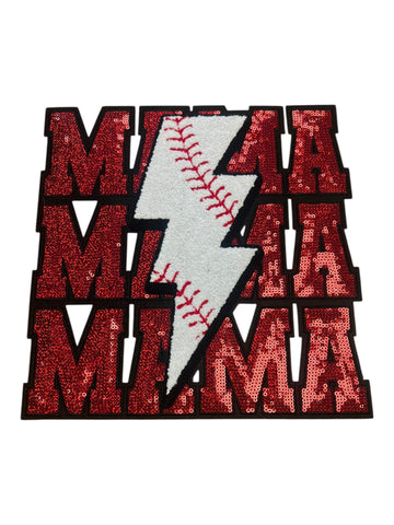 Baseball Mama w/lightning bolt Iron on patch