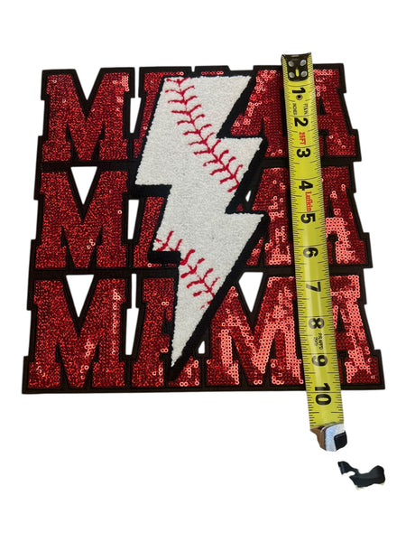 Baseball Mama w/lightning bolt Iron on patch