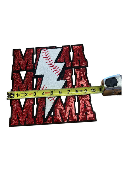 Baseball Mama w/lightning bolt Iron on patch