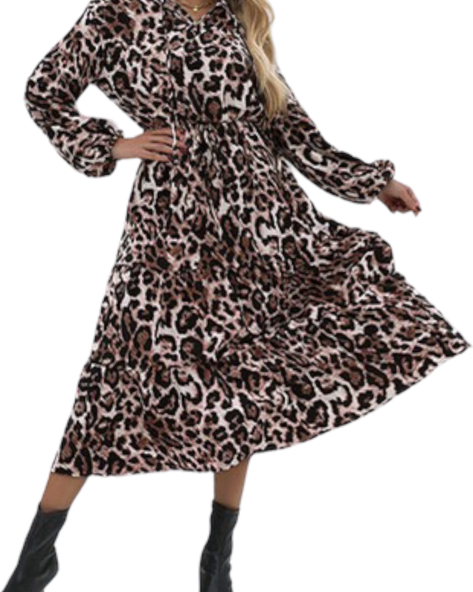 Wildness long sleeve midi Dress