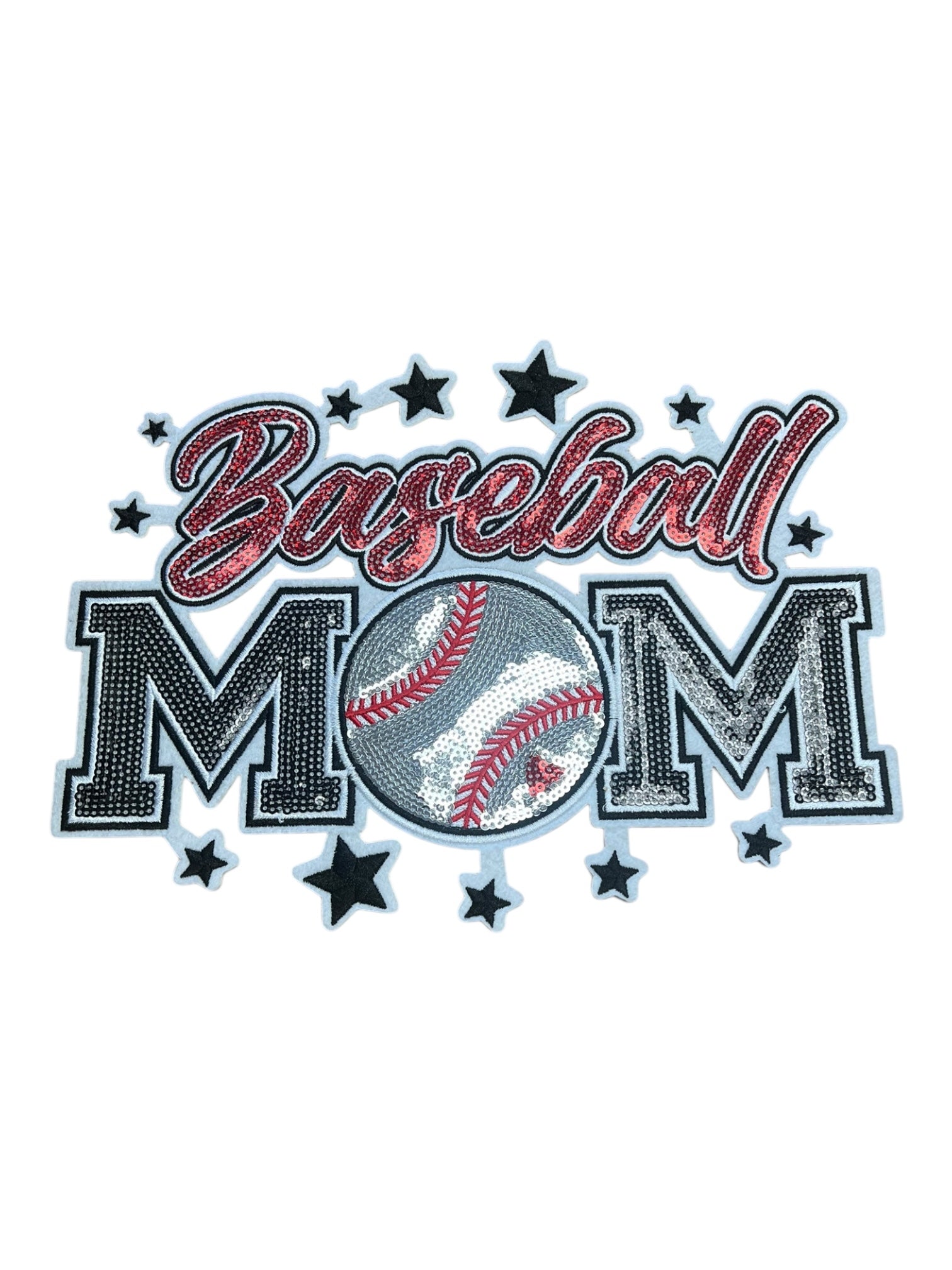 Baseball Mom  sequin iron on patch