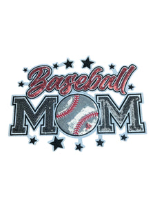 Baseball Mom  sequin iron on patch