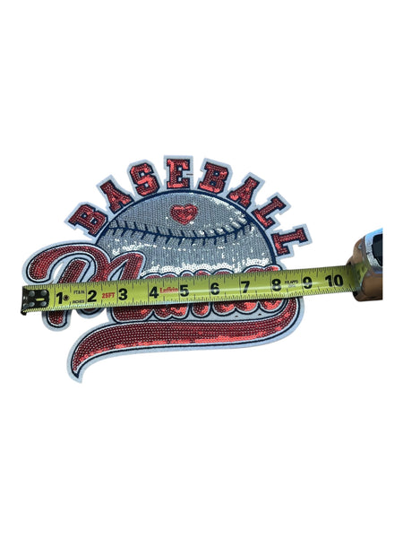 Baseball Mama sequin iron on patch