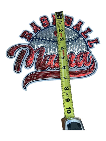 Baseball Mama sequin iron on patch