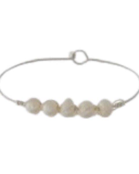 Ivory Pearl Wire Bangle Bracelet