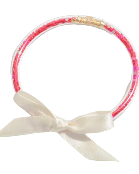 Americana Jelly Bracelet Filled With Star Glitter With Satin Bow