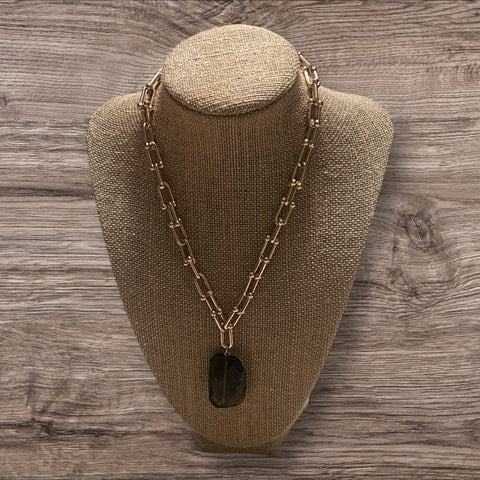 Chunky necklace w/brown stone